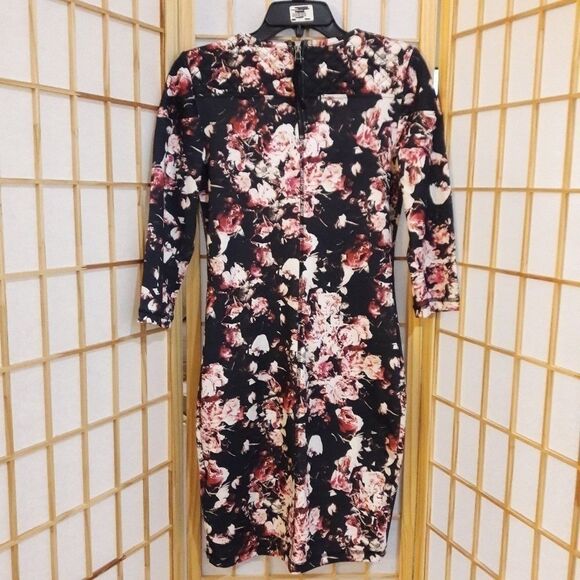 NWT H&M Floral Stretch Zip Closure Bodycon  Dress - Picture 7 of 7